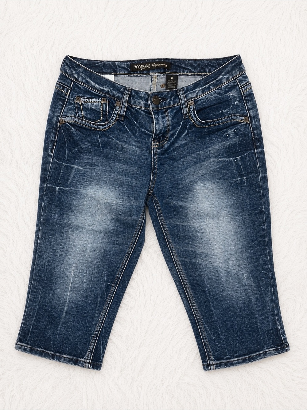 ZCO Jeans Premium Juniors Size 9 Denim Capri Jeans | Y2K Dark Wash Stretch Crop